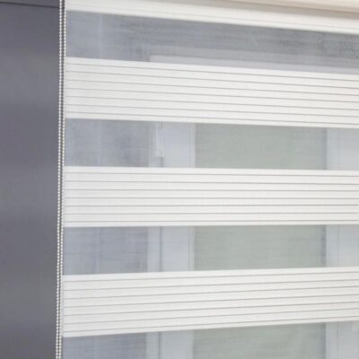 GENİŞ PLİSELİ EKRU RENK ZEBRA-STOR PERDE