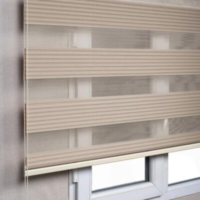 GENİŞ PLİSELİ SÜTLÜ KAHVE RENK ZEBRA-STOR PERDE